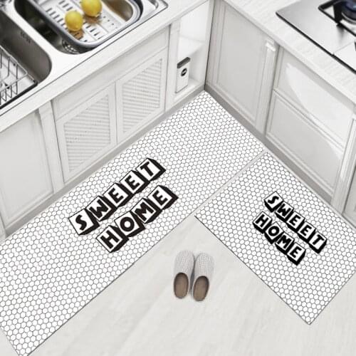 Nordic Geometric Carpets Bedside PVC Leather Floor Kitchen Mats Long Floor Carpets Doormats Bedroom Waterproof Kitchen Rugs