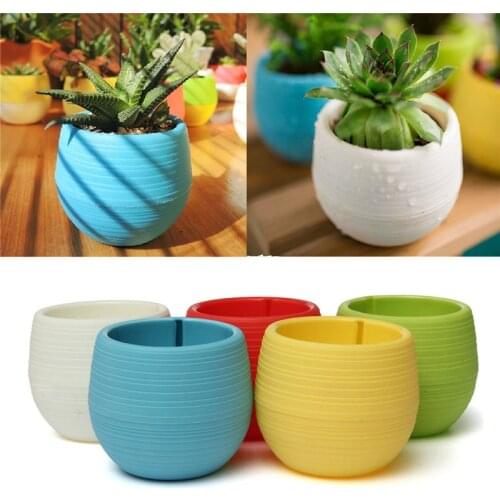 2019 New Plant Flower Nursery Pots Colorful Mini Round Plastic Garden Pot Home Office Decor Planter Desktop Flower Pots
