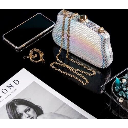 2021 new evening bag / Snake pattern clutch bag / wedding party womens bag / laser fabric shoulder bag diagonal bag coin purse