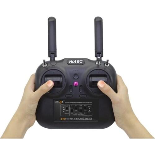 Newst Hotrc HT-6A 2.4G 6CH RC Transmitter FHSS & 6CH Receiver With Box For FPV Drone Rc Airplane Rc Car Rc Boat