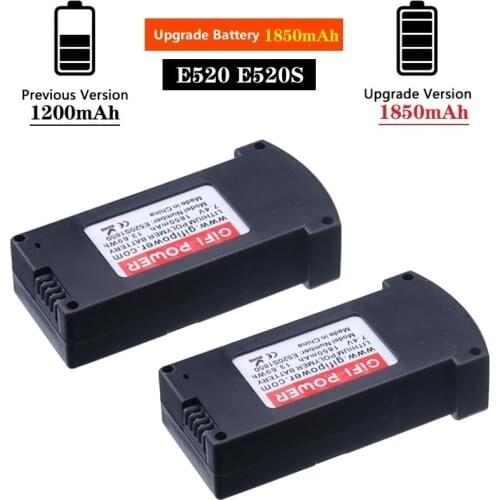 Upgrade 2Pieces 7.4V 1200mah to 1850mAh LiPo Battery For E520 E520S JD-22S RC Quadcopter Spare Parts 7.4V Battery For E520 Drone