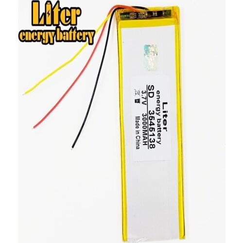Polymer battery 3000mah 3.7V 3545138 smart home MP3 speakers Li-ion battery for dvr,GPS,mp3,mp4,cell phone,speaker