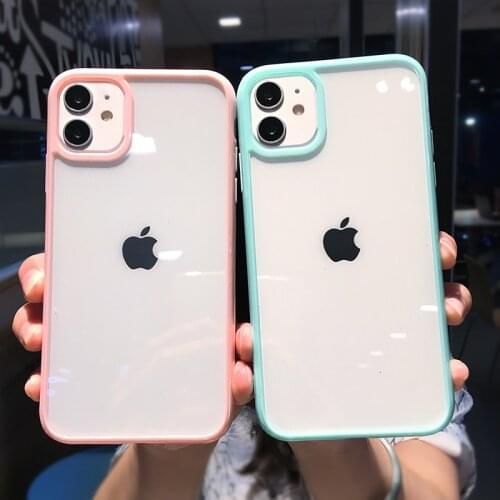 Shockproof Candy Color Bumper Phone Case For iPhone 12 11 Pro Max XR XS X 7 8 Plus SE 2020 Ultra Thin Transparent Soft TPU Cover