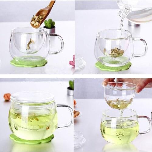 350ML Transparent Clear Glass Milk Mug Coffee Tea Cup Teapot Kettle With Tea Infuser Filter & Lid Home Office Drinkware