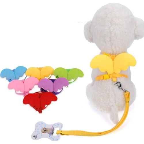 Cute Angel Pet Dog Leashes and Collars Set for Small Dogs Cats Adjustable Dog Harness Pet Accessories