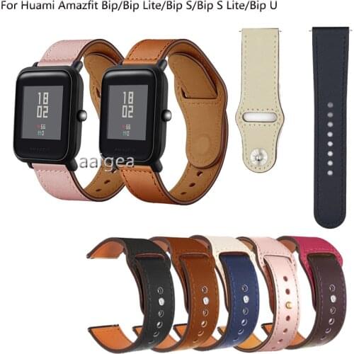 20mm 22mm Genuine Leather Band Strap for Huami Amazfit Bip Lite S U for Huami GTS 2 GTR 42mm Neo Replacement band strap