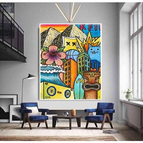 Hand Made Graffiti Pop Art Mike Mozart Uncle Painting For Home Decoration 100% Oil Painting