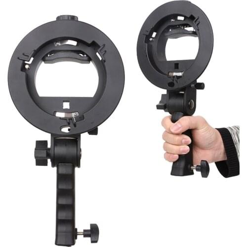 S-shaped Handheld Grip Portable Bowens Mount Speedlight Bracket for Flashlight Softbox Support Reflective Umbrella