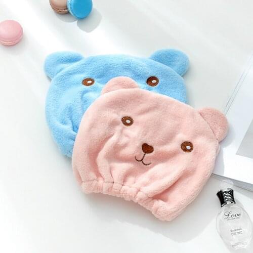 1PC 30*26 Cm Bear Pattern Super Absorbent Hygroscopicity Breathability Microfiber Turban Quickly Dry Hair Hat Wrapped Cap Towel