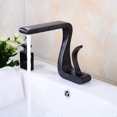 LIUYUE Basin Faucets Brass Black/Chrome Unique Appearance Design Bathroom Faucet Deck Mounted Cold Hot Water Crane Mixer Taps