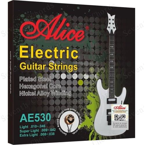 2 Sets Alice Electric Guitar Strings Nickel Alloy Wound Plated 008 Style Steel String sets (1st-6th 008-038) AE530-XL