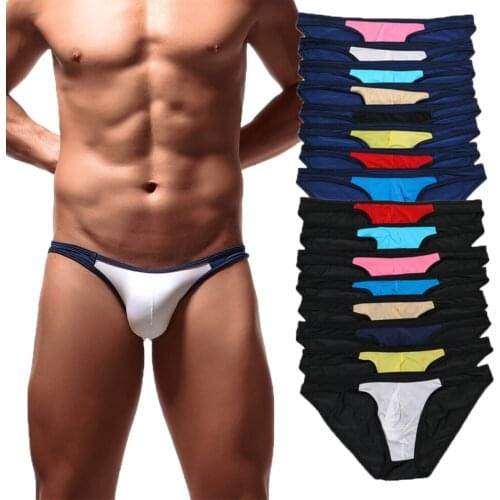 Men Sexy Breifs Ice Silk Smooth Sissy Underwear Ultra-thin Gay Panties Bikini Bugle Pouch Calzoncillos Hombre Slip Underpants