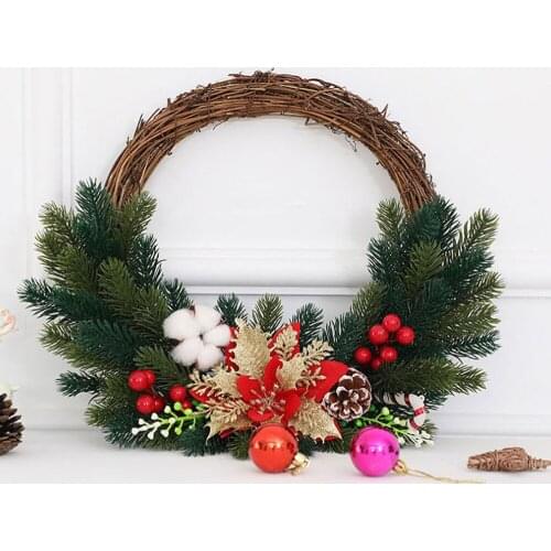 Wreath Thanksgiving Decoration Red Fruit Festive Wreaths Door Hanging Sign Multicolor Pine Needle Ring Of Flowers