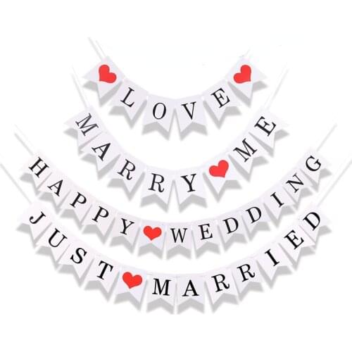Vintage Wedding Bunting Just Married Wedding Banner Confession Love Proposal Party Wedding Decorations Wedding Banner