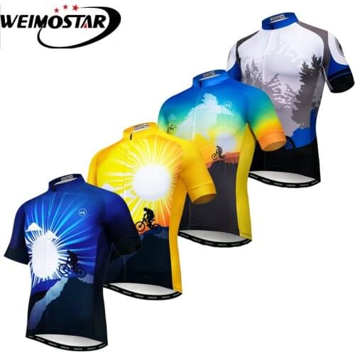 Weimostar Cycling Jersey Shirt Men Short Sleeve MTB Bicycle Jersey Maillot Ropa Ciclismo Reflective Road Bike Clothing