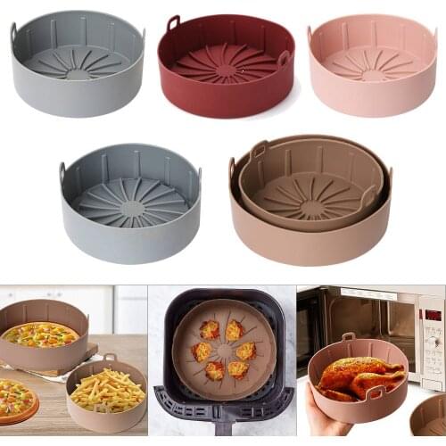 2021 Heat Resistant Grill Tray Air Fryer Cookies Fried Chicken Silicone Pizza Basket Air Fryer Grill Pan Thickened