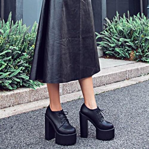 2021 Top Quality Street Style Cosplay Cool Gothic Girls Trendy Square High Heels Platform Women Shoes Pumps