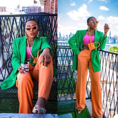 Peaked Lapel Women Streetear Double Breasted Blazer Coat Vintage Long Sleeve Pockets Female Outerwear Fashion Tops