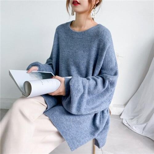 [ZAYAU]Lantern Sleeve Soft Waxy Knitted womens Sweater Early Autumn New Loose Dress, Foreign Style, Versatile Students2021