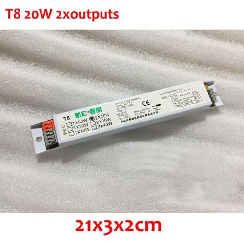 1Pc 220-240V AC 20W T8 Two Outputs Wide Voltage T8 Electronic Ballast Fluorescent Lamp Ballasts 50/60HZ