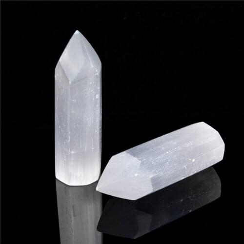 1PC Natural White Selenite Plaster Stone Ornament Wind Healing Crystal Quartz Energy Ore Mineral Crafts Balance Home Decoration