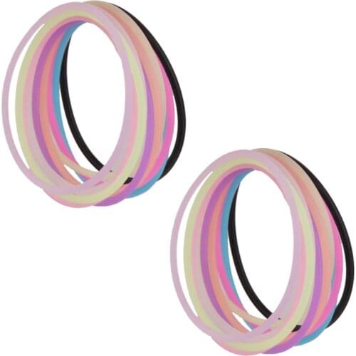 10pcs Elastic Silicone Women Girls Hair Rope Bracelet Bangles -Mixed Colors