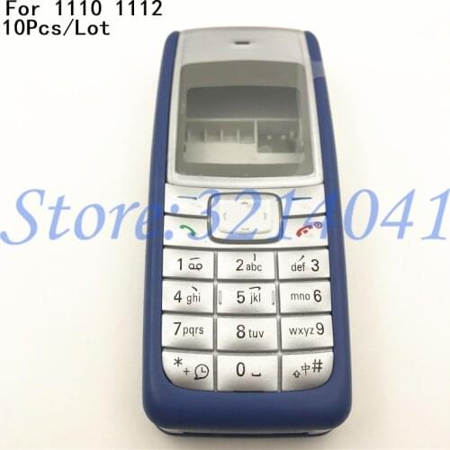 10Pcs/Lot Full Housing Back Cover For Nokia 1110 1112 Battery Cover Rear Case Housing Middle Frame English Keyboard Button+Logo