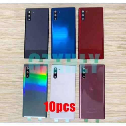 10pcs For Samsung Galaxy Note10 Note 10 Plus N970 N975 Rear Back Glass Battery Cover Housing Door With Camera Lens Replacemet