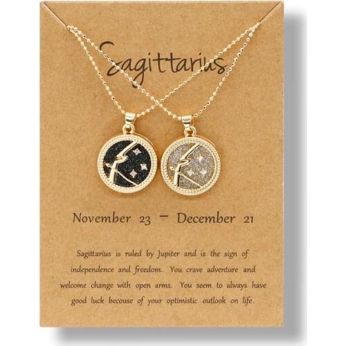 12 Zodiac Constellation Pendant Necklace Romantic Lover Couple Jewelry Gift Simple Alloy Chain Leo Libra Capricorn Necklaces