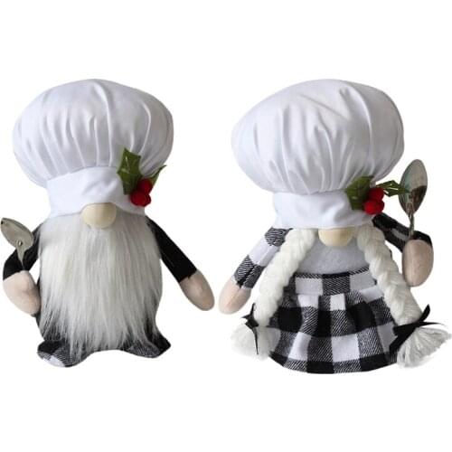 2 Pcs Kitchen Chef Gnomes Doll Decorations Couples Gifts Farmhouse Home Decor Tomte Scandinavian for Household Ornaments