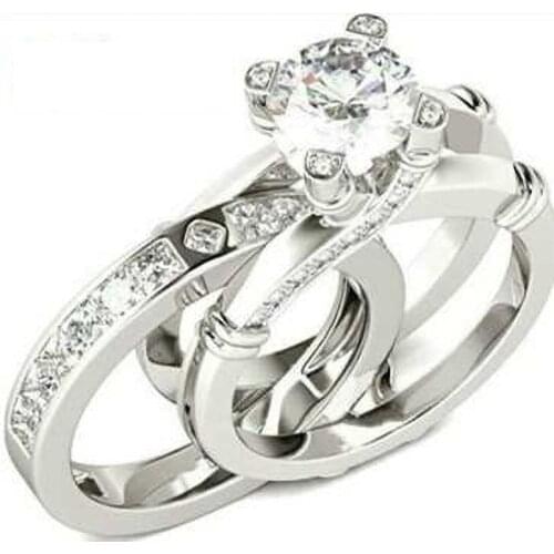 2 Pcs/Set Trendy Creative AAA Zircon Wedding Rings For Women Gold/Rose Gold/Silver Color Female Bride Jewelry Valentine Gifts