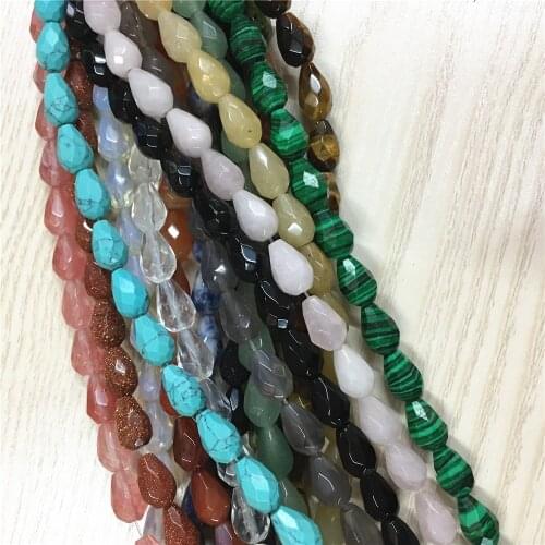 30PCS/Batch 12*8MM Fashion Natural Stone Faceted Beads Water Drop Bracelet Necklace Jewelry Teardrop Making