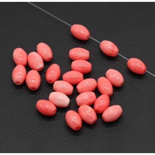 50Pcs Hot Sale Natural Pink Coral Pendant Cylindrical Through-Hole Beads For Jewelry Making DIY Necklace Bracelet Accessory