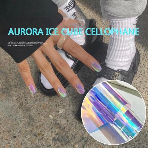 6 Colors Nail Stickers Aurora Cellophane Glass Foil Film Laser Colorful Candy Creative DIY Decoration Design Nail Art Manicure
