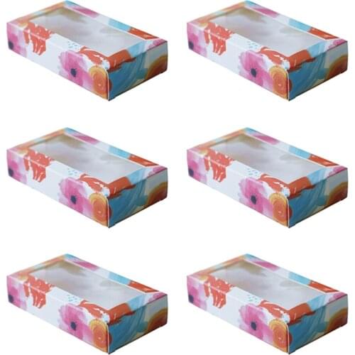 6Pc Rectangle Paper Gift Box Party Treat Favor Bag for Storage