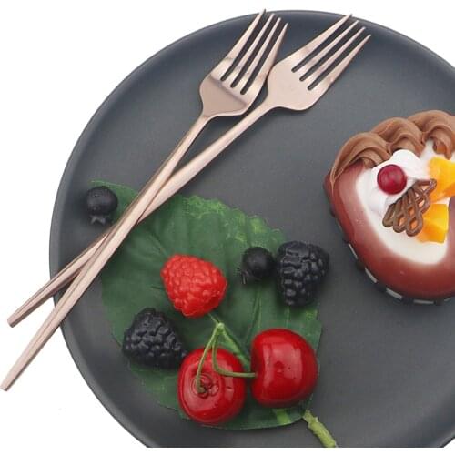 6Pcs Rose Dessert Fork Set Long Handle Mirror Fork Cutlery Colourful Flatware 304 Stainless Steel Tableware Kitchen Accessories