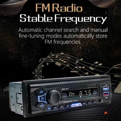 7812 Car MP3 Player Dual USB Quick Charging Card U Disk Reading Bluetooth Radio Player for Vehicles