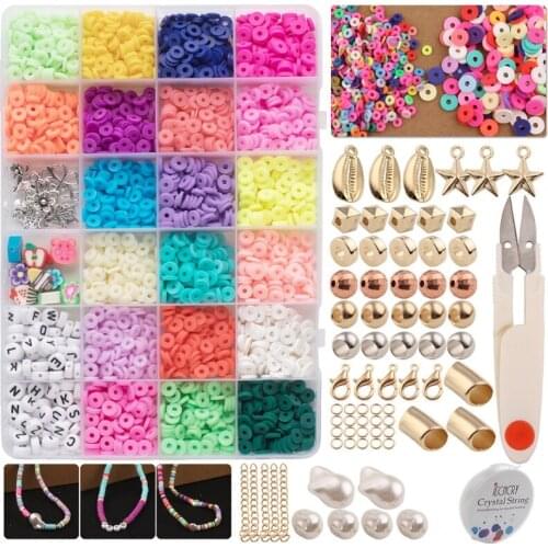 Mixed-Colour Polymer Clay 6mm Beads DIY Jewelry Bracelet Earring Necklace Craft Making Supplies Gift for Women Girl