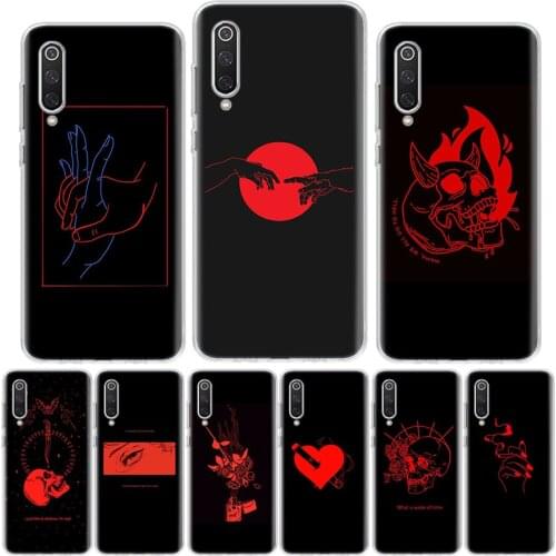 Red Doodles Aesthetics Quotes Phone For Xiaomi Redmi Note 10 Pro 9 9S 9C 9A 8 8T Case 8A 7 7A 6 6A 5 5A S2 K20 K30 Coque