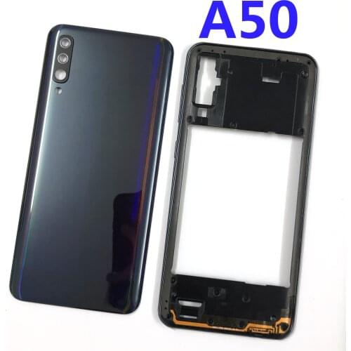For Samsung Galaxy A50 2019 A505 A505F A505DS Phone Housing Middle Frame Battery Cover Back Case Panel Rear Door+Sticker+Logo