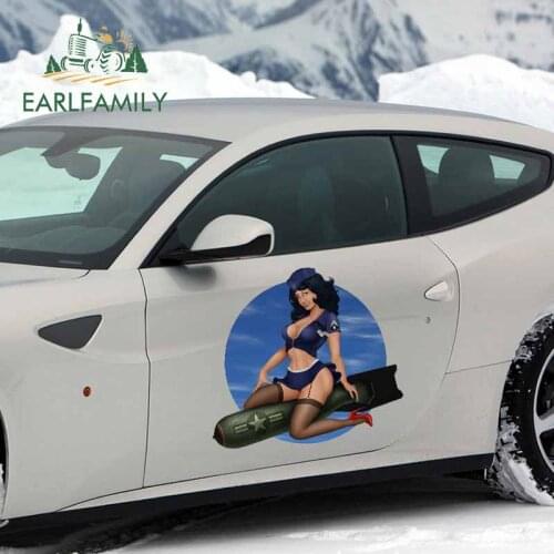 EARLFAMILY 43cm x 38.7cm For Sexy Girls Car Stickers Waterproof Fine Decal Occlusion Scratch Decor Personality For JDM SUV RV