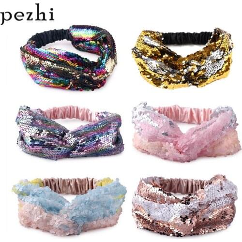 European and American fashion mermaid sequins hair band ladies double-sided sequins adult children creative hair accessories cro