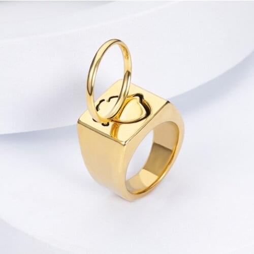 European and American Heart Creative Modeling Ring Hip Hop Fashion Men and Women Jewelry Beating Heart Combination Ring A5KE