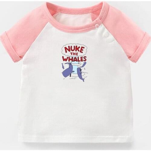 Nuke The Whales One Tail of a Whale Its Ofishall Newborn Baby T-shirts Toddler Graphic Raglan Color Short Sleeve Tee Tops