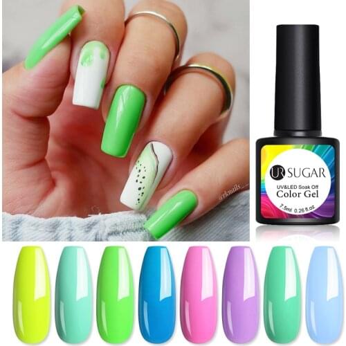 UR SUGAR Neon Gel Nail Polish 7.5ml Hybrid Semi Permanent Bright Color Gel Varnishes Manicure UV LED Need Nail Art Base Top Coat