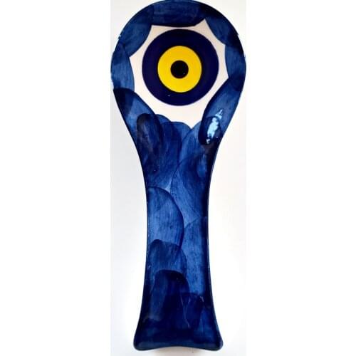 Evil Eye Beaded Ceramic Countertop Navy Blue Spoon Holder