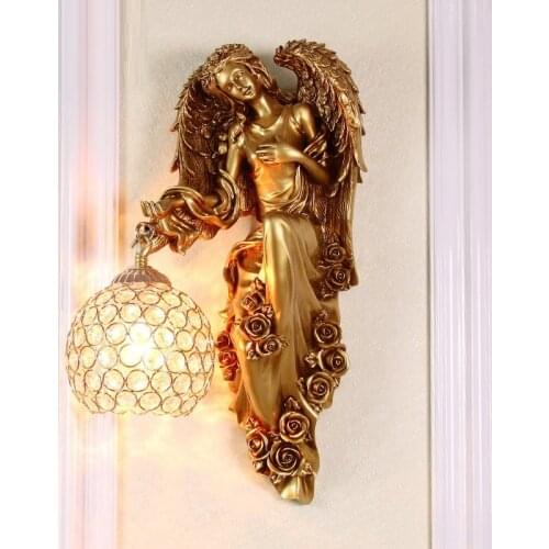46CM NORDIC RESIN CLASSICAL RETRO ANGEL WALL LAMP MODERN LED WALL SCONCE HOME LOFT BEDROOM BEDSIDE HOME DECOR WALL LIGHT R3775