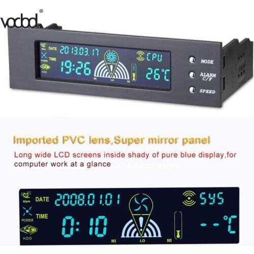5.25 inch Computer Fan Controller PC Desktop Front Panel 3 CPU Temperature Sensor LCD Digital Display Fan Speed Controller New