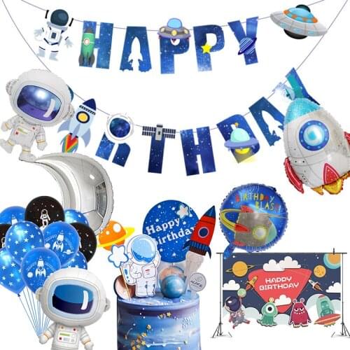 Outer Space Themed Birthday Party Decoration Paper Plate Cups Napkin Banner Space Party For Kids Planet Themed Party WQ05