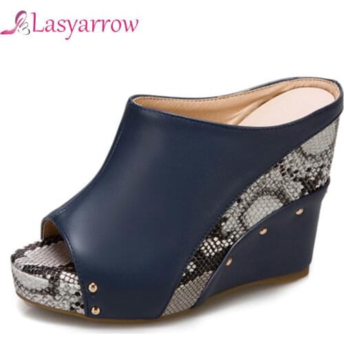 Lasyarrow Brand New Female Summer Slippers Fashion Platform Wedges High Heels Slippers Women Casual Party Mules Shoes Woman